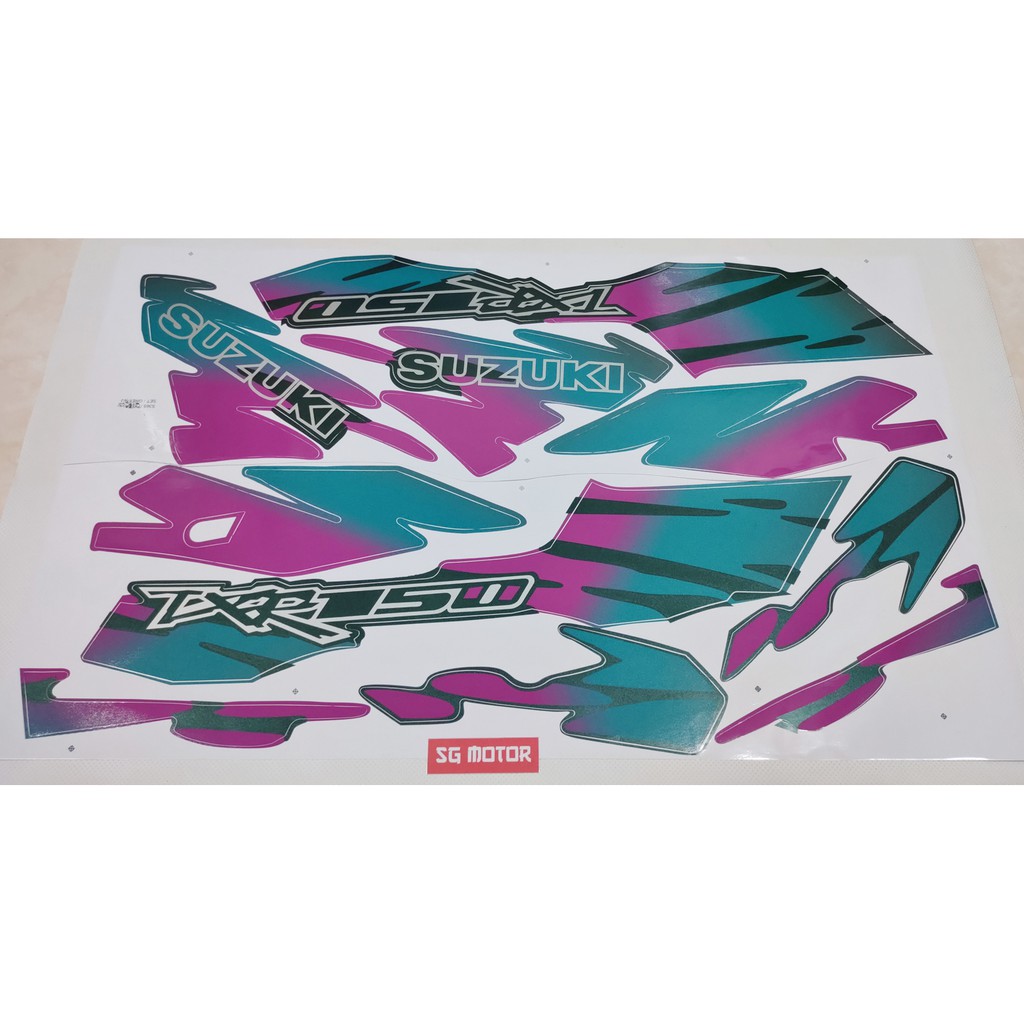 STIKER BODI TXR 150. STRIPING BODY SUZUKI RGR WARNA HIJAU (KODE 4 SET GREEN)