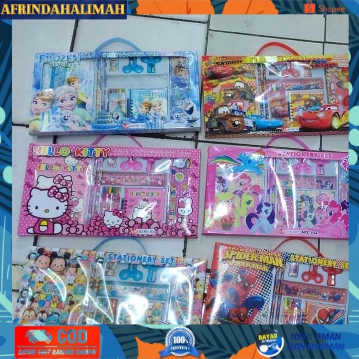 

[TERBARU] 1 Set alat Tulis anak sekolah Karakter Frozen Hello kitty spiderman