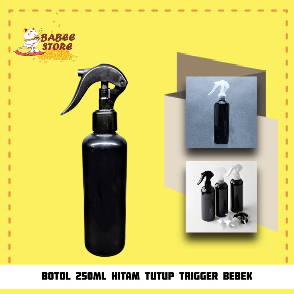 BABEE - BOTOL PLASTIK 250ML TRIGGER BEBEK HITAM / BOTOL PLASTIK SPRAY 250 ML HITAM TEBAL / BOTOL TRIGGER 250ML [HARGA GROSIR]