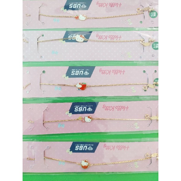 Gelang rantai serut anak, remaja, dewasa hello kitty UBS kadar 375 8K