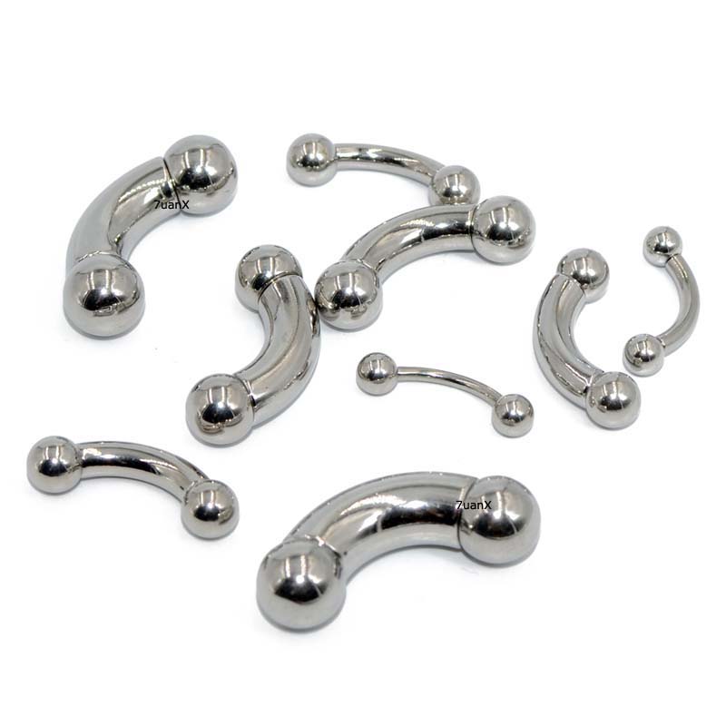 1pc Anting Tindik Telinga Bentuk Barbel Lengkung Bahan Stainless Steel Warna Silver