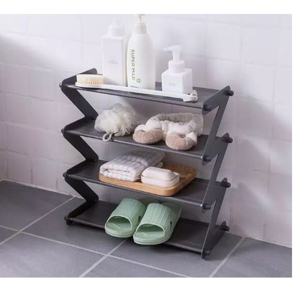 RAK SEPATU 4 Susun Shoe Rack Sandal Holder Mudah Bongkar Pasang Rak Buku Serbaguna Storage