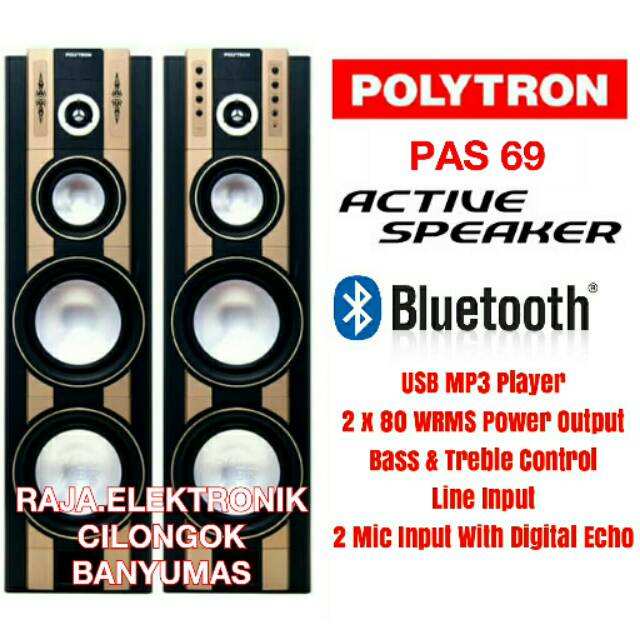 Speaker POLYTRON PAS 69 XBR BLUETOOTH Active Polytron PAS69 Subwoofer Polytron Aktif Speker Bass