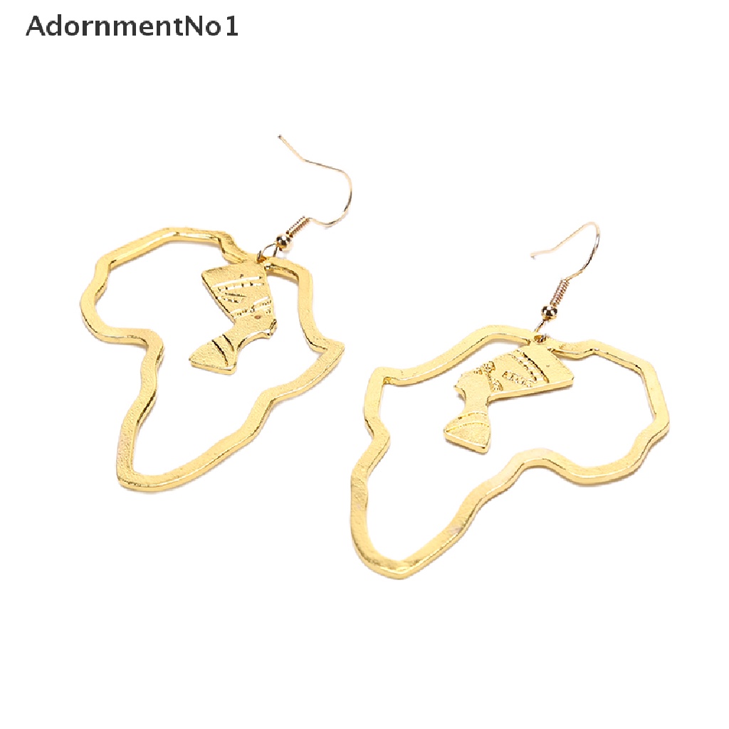 (AdornmentNo1) Anting Tusuk Gantung Desain Ratu Mesir / Nefertitititititititi / Afrika Warna Gold Untuk Wanita