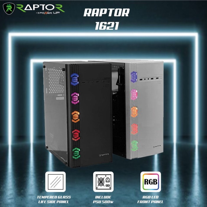 Casing RAPTOR Black Strike 1621 - include PSU 500W