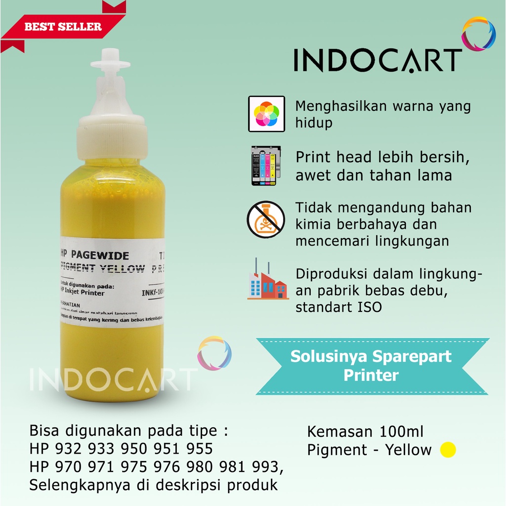 IndoCart Tinta Refill Printer HP Pagewide 975 976 981-Pigment-100ml