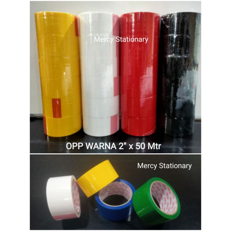 

Opp Warna 2" Lakban Warna 2 Inchi 50 Meter Lakban Hitam Lakban Merah