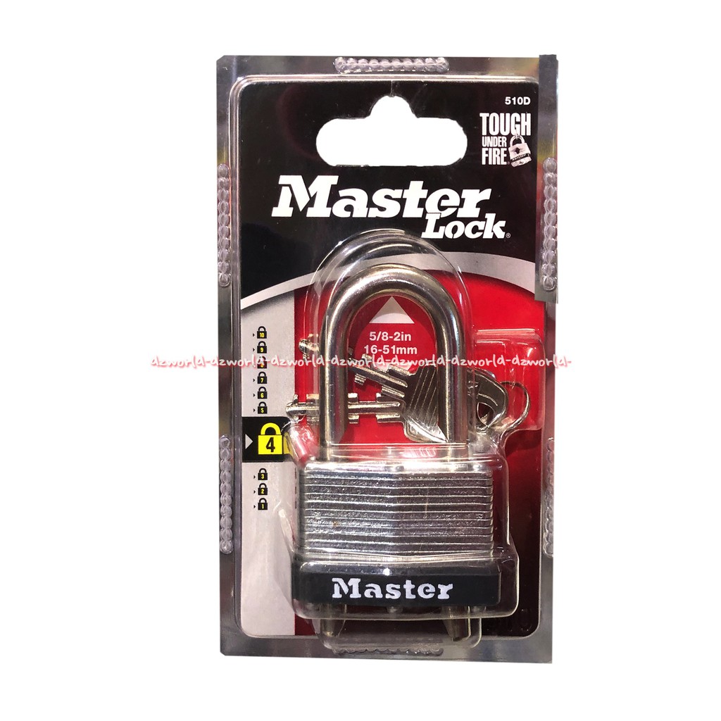 Master Lock Padlock Gembok Kunci 16-51mm Kotak Tahan Api Masterlock Pad Lock Stainless Steel Alat Keamanan Rumah