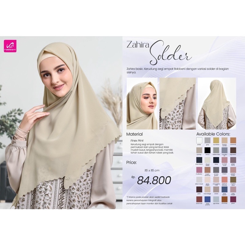 Kerudung Segi Empat Rabbani Zahira Solder M