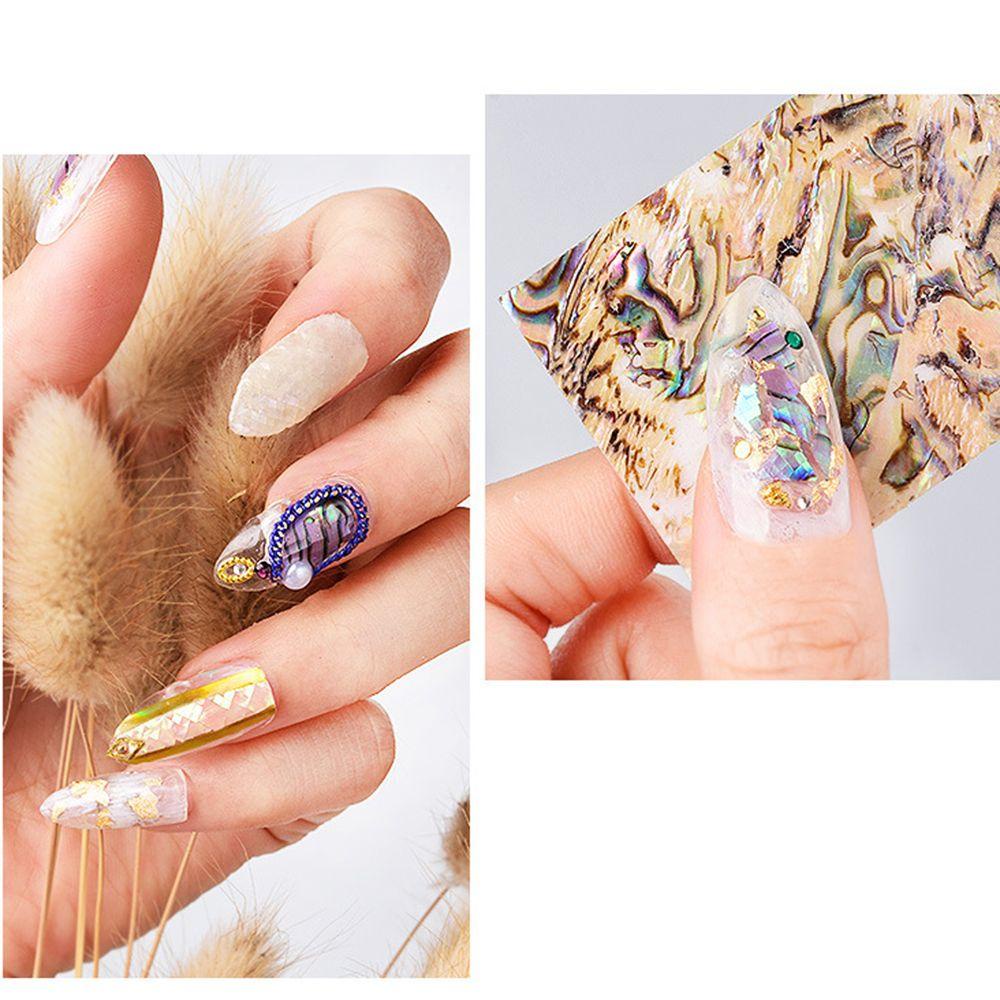 Agustin 3D Stiker Kuku Secercah 1Pc Manicure Nails Foils Abalone Shell Slice Nail Art Dekorasi