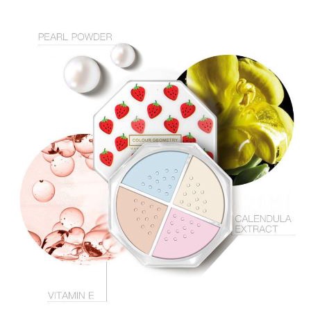 Lameila Bedak Tabur 4 Warna Pengontrol Minyak / Anti Air Tahan Lama Strawberry DJ 5076