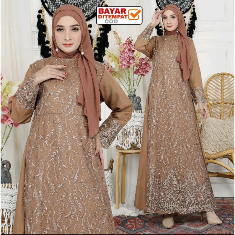 baju gamis brukat tile remaja wanita terbaru premium jumbo xl / brukat