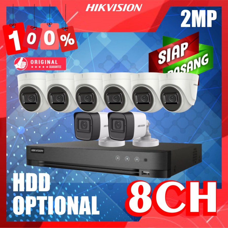 PAKET CCTV HIKVISION 2MP 8 KAMERA SIAP PASANG