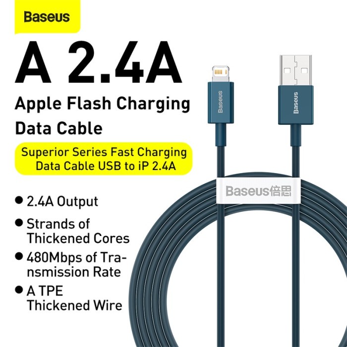 Baseus Superior Kabel Data Fast Charging USB to Iphone 2.4A