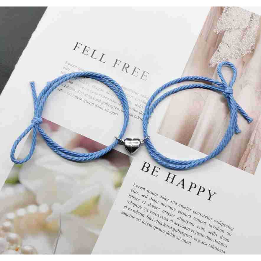 2 Pcs SET Gelang  Karet Magnet Desain Astronot Kuromi Cinnamoroll Untuk Pria Dan Wanita Gelang Magnet-Heart-03