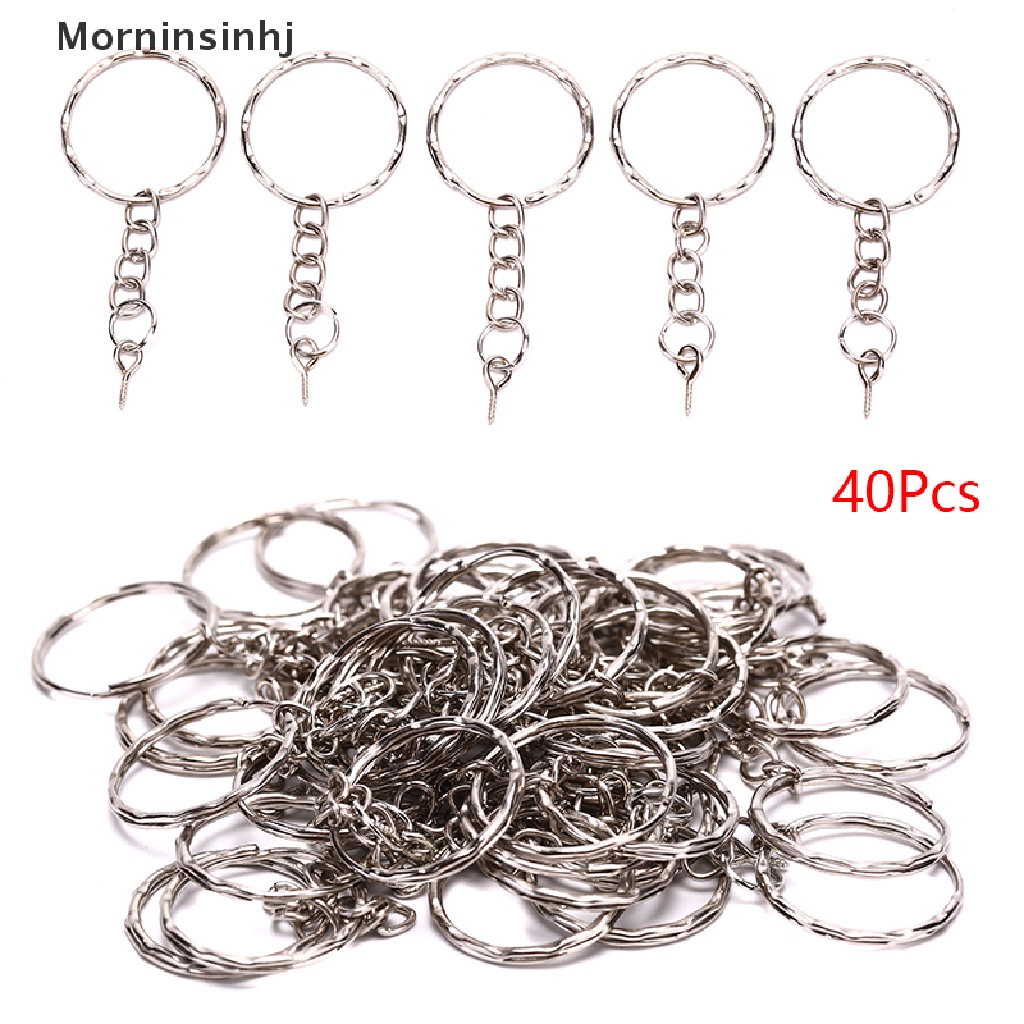 40pcs Gantungan Kunci Model Sekrup Mata Pendek Split Ring Konektor Untuk Perhiasan