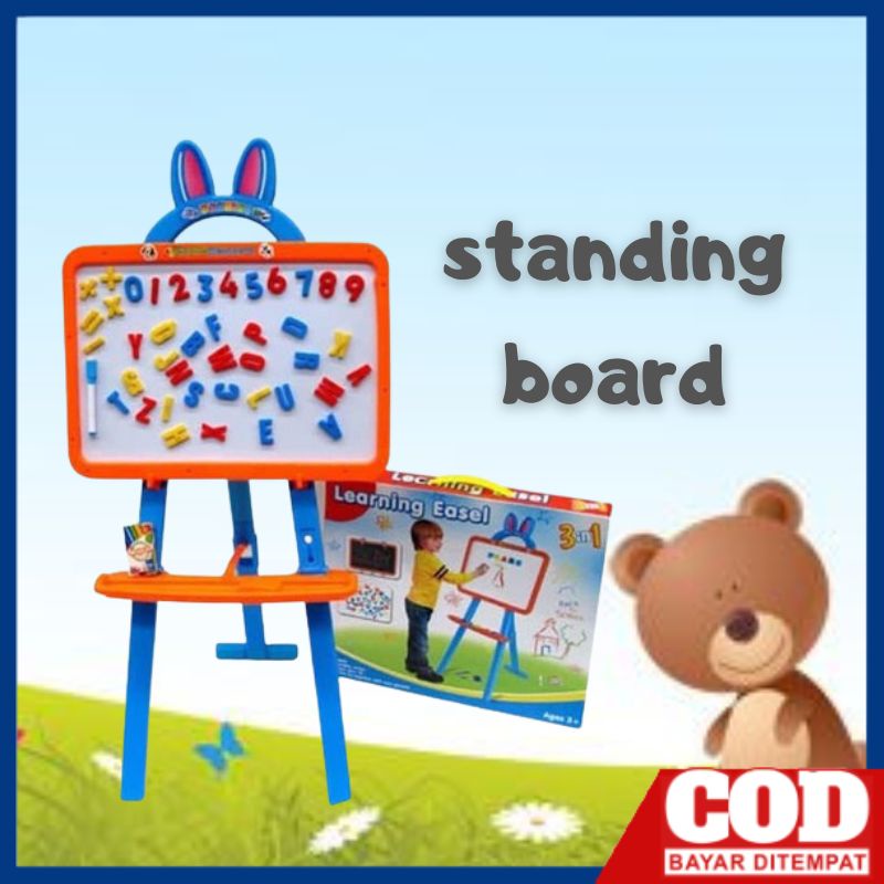 Mainan anak papan tulis set STANDING BOARD LEARNING EASEL 3IN1