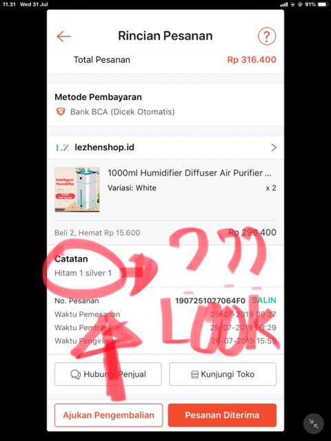 1000ml Humidifier Diffuser Air Purifier Usb Atomizer Ultrasonik Kapasitas Penjernih Udara Aroma