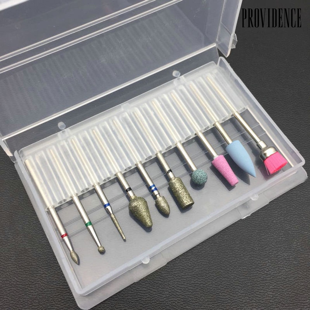 Providence 10Pcs Pro Nail Art Grinding Drill Bits Electric Manicure Bullet Polishing Set