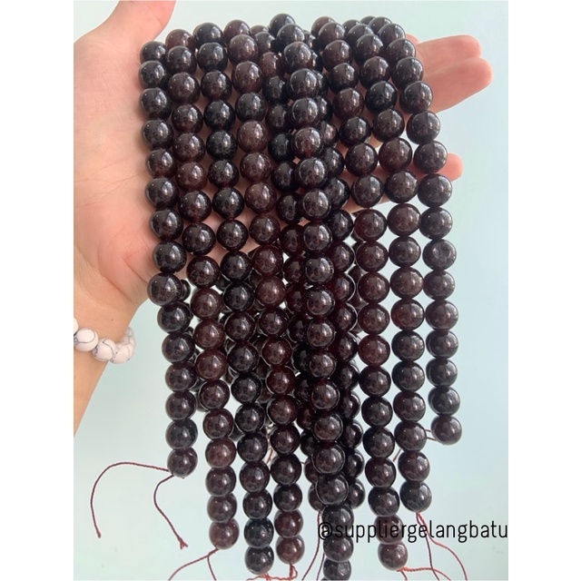 BROWN JADE 12mm JADE COKLAT serat merah aksesoris bracelet necklackle
