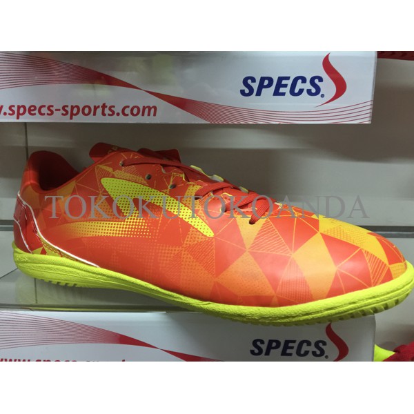 Sepatu futsal specs original prisma in signal orange/maroon murah