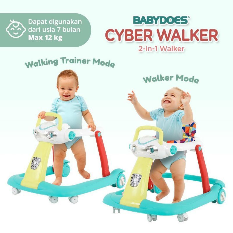 Baby Walker Alat Bantu Belajar Jalan Babydoes 2 In 1 Cyber Walker Push Wolker Walking Trainer