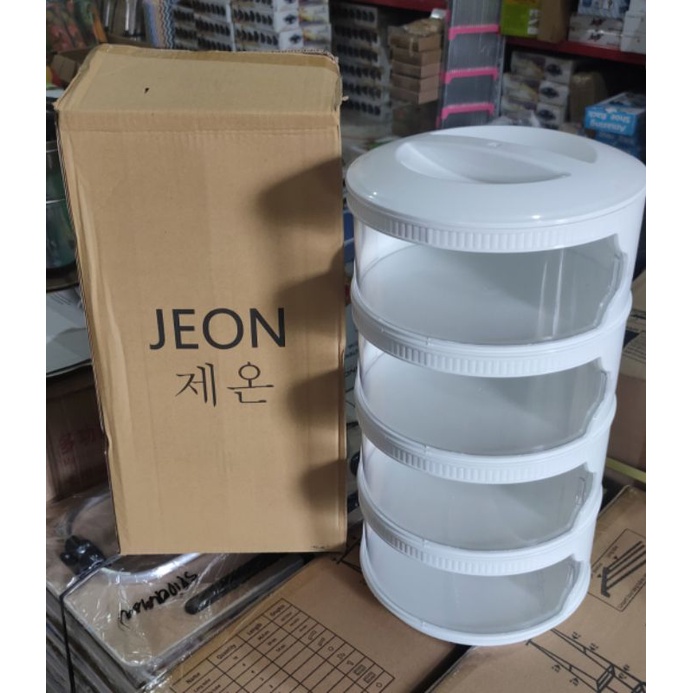TUDUNG SAJI/RAK MAKANAN 4SUSUN WARNA PUTIH MERK JEON