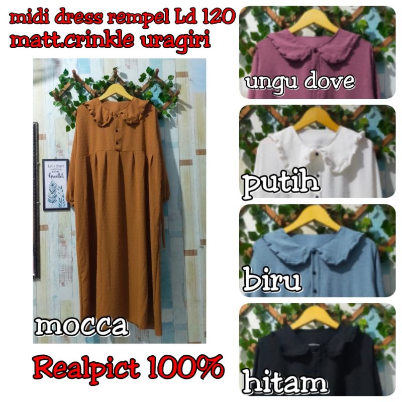 LD 120 MIDI DRESS RUBIAH POLOS JUMBO MATT CRINKEL URAGIRI