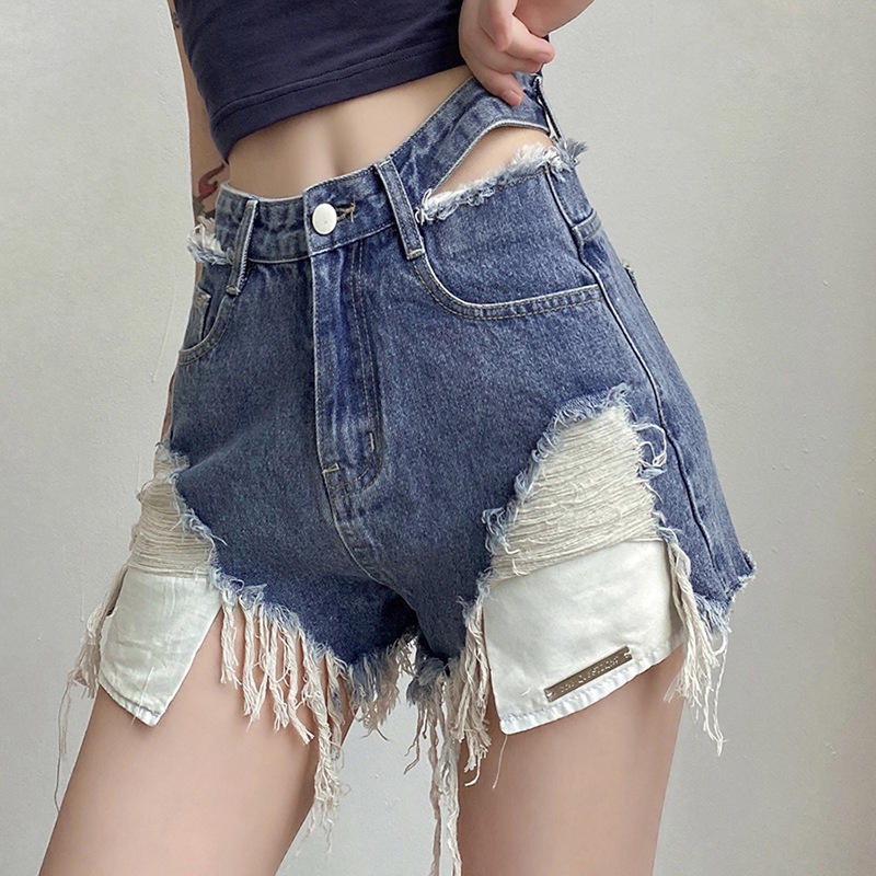 #Sisjuly# Wanita Musim Panas Baru Seksi Street Fashion Pinggang Tinggi Dicuci Celana Pendek Denim Wa