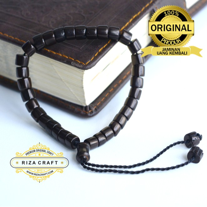 Gelang Tasbih Kayu Kokka Kaukah Asli Arab Turki Model Kotak Hitam 33 Butir Cowok Cewek Pria Wanita