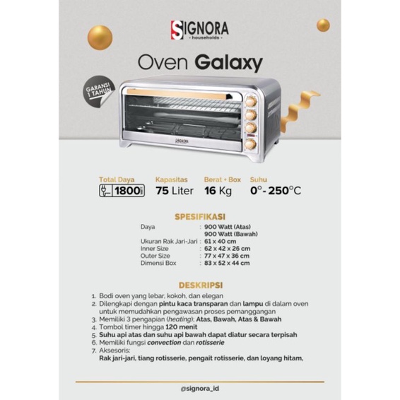 Oven Galaxy Signora New BONUS HADIAH LANGSUNG
