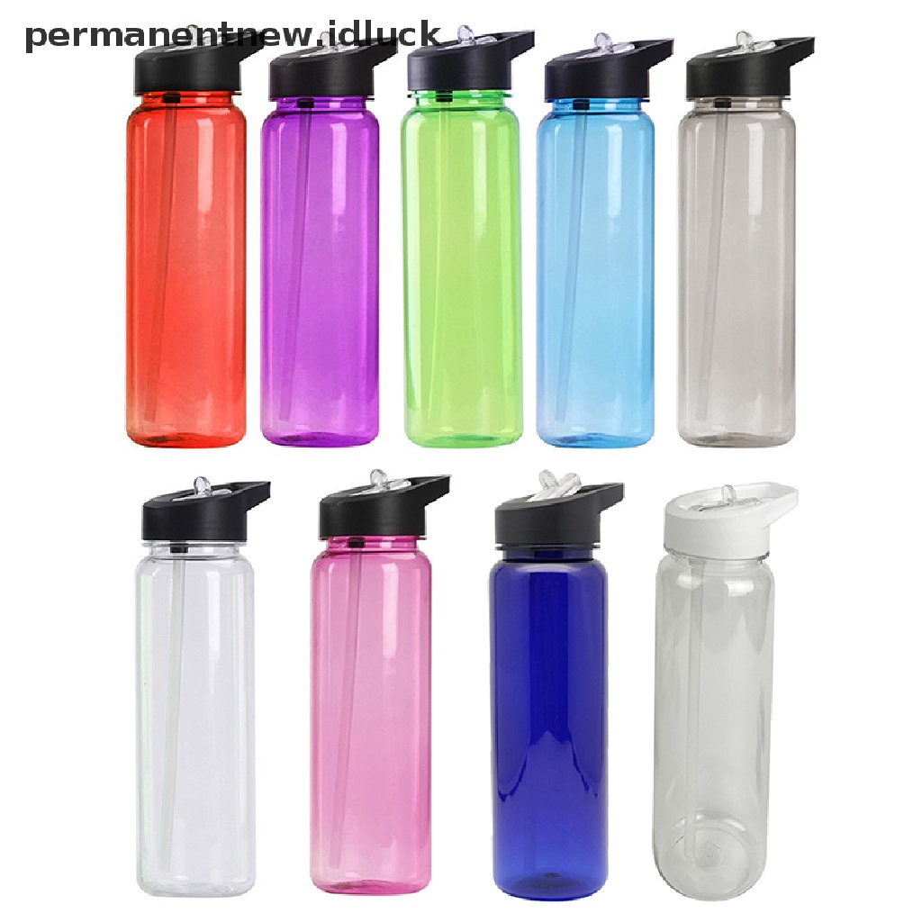 Botol Air Minum Portabel Bahan Plastik Kapasitas 750ml Dengan Sedotan Anti Bocor Untuk Olahraga