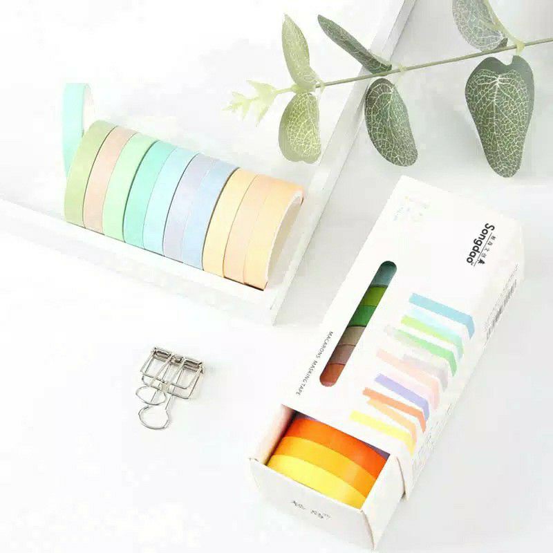 

Satuan Washi Tape Macaroon Pastel Colors Selotip Warna-Warni Korean Washitape Tumblr Aesthetic