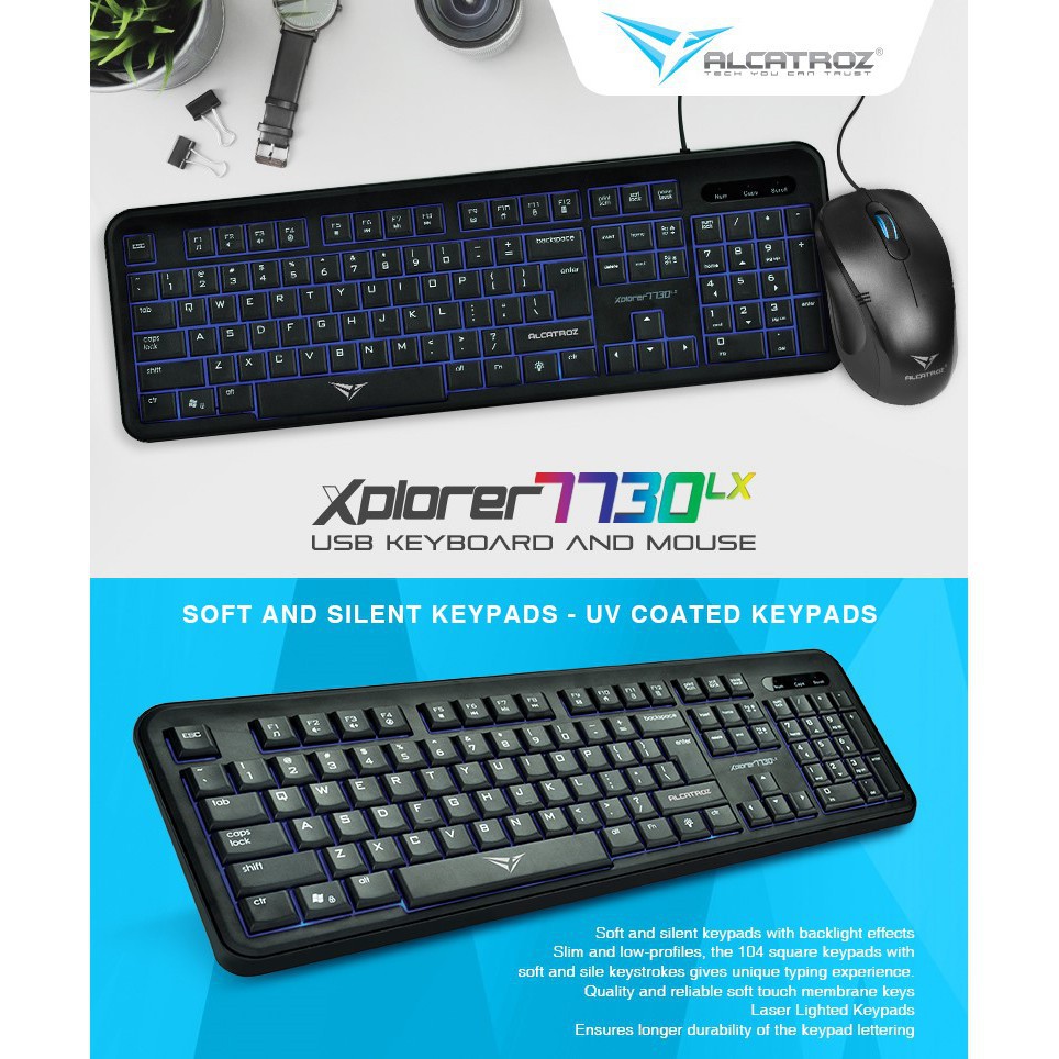 ALCATROZ Xplorer 7730LFX Gaming Keyboard Mouse Combo Free Mousemat