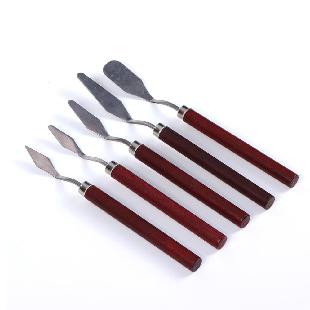 Timekey 5Pcs Set Spatulapisau Palet Stainless Steel Untuk Melukis Cat Minyak T1W3