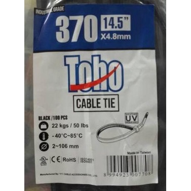 

Office & Stationery | Document Organizer | Cable Ties Black / Hitam 370 X 4.8 Mm Industrial Grade Toho | Best Seller