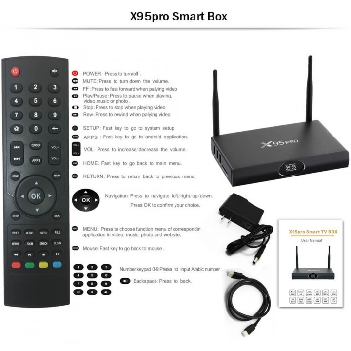 X95 PRO Android 6.0 Smart TV Box 4K Ultra HD - RAM 2GB ROM 16GB