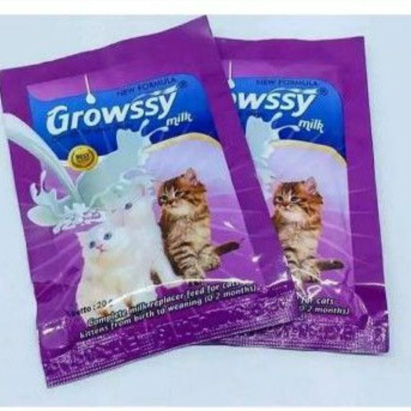 Growssy Susu Kucing 20gr 1 Sachet Growsy Susu Anak Kucing Kitten Susu Kucing Bayi Baby Cat Milk Susu Kucing Bayi Minuman