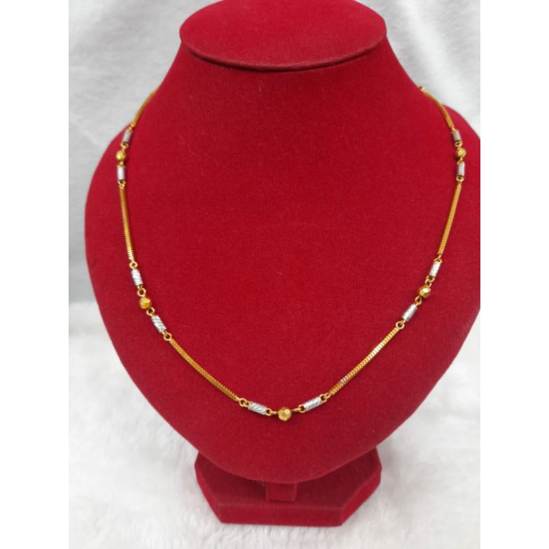 KL305JM5JM kalung emas model milano variasi pipa dewian kombinasi white gold berat 6.300 kadar 70%