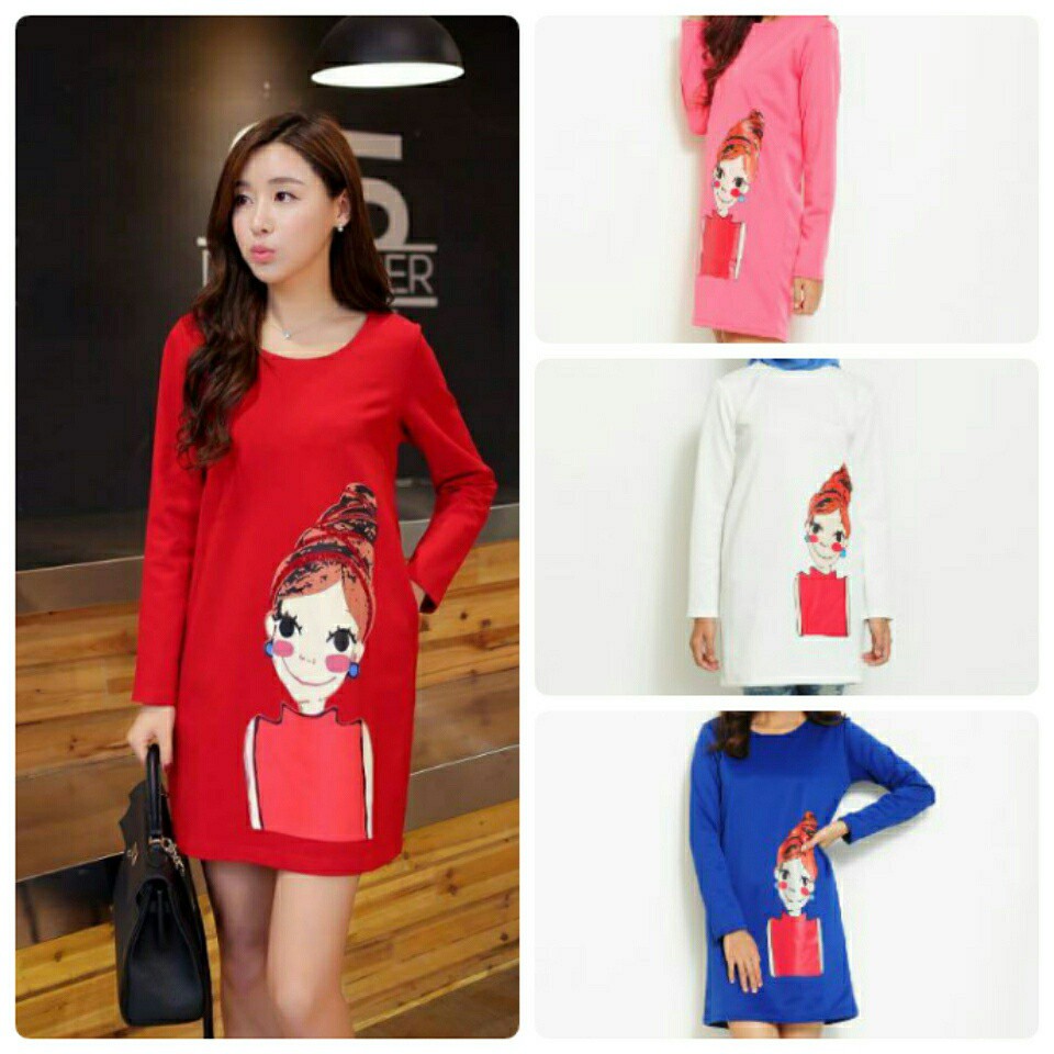 Baju Wanita  Dress Scuba - Putih