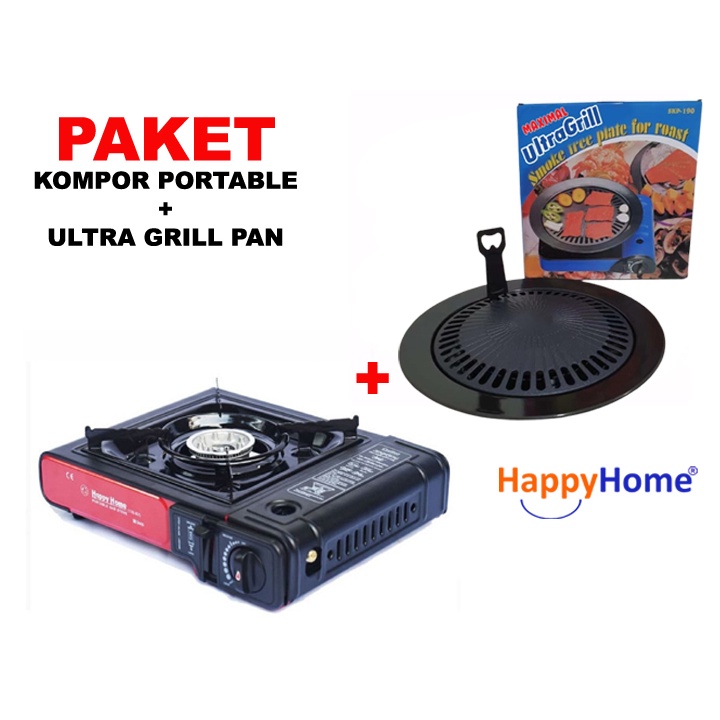 PAKET KOMPOR PORTABLE BBQ MAXIMAL ULTRA GRILL PAN Happy Home x Sonifer