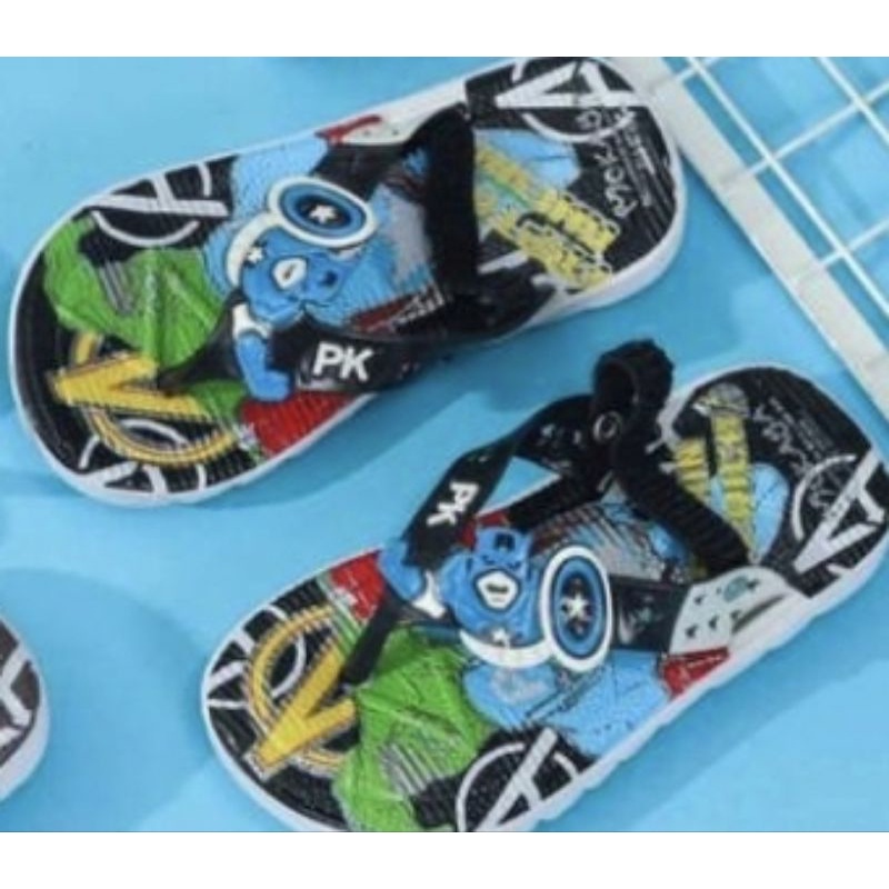 CITCIT 558 AVENGERS SANDAL JEPIT IMPORT CAPTAIN AMERICA ANAK COWO LAKI NEW KARET LENTUR RINGAN
