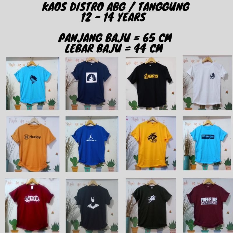 Kaos Distro Abg/Anak Tanggung/Junior. 12 -15 TAHUN/SMP Kelas 1,2,3, COWOK/CEWEK [ B ]