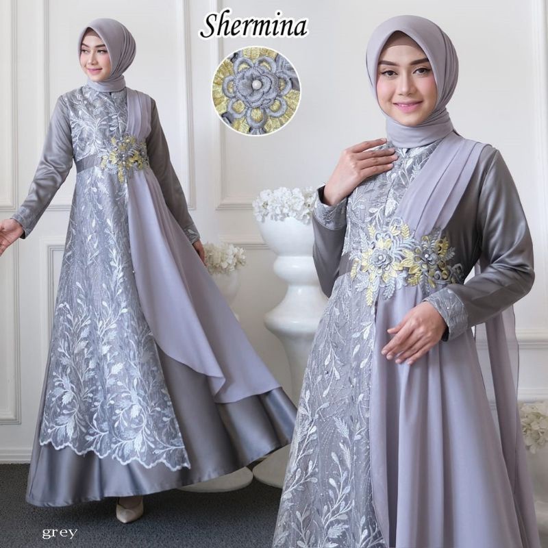 gamis pesta brukat premium terbaru sherminna