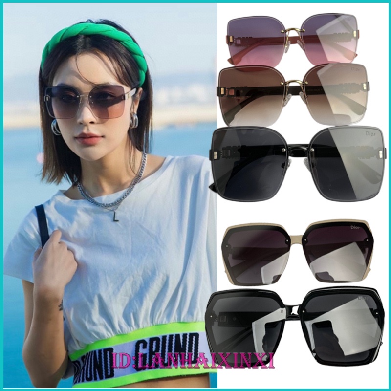 Kacamata hitam Gucci Wanita berbingkai persegi rasa mewah dalam kacamata hitam mode lebah kecil perl