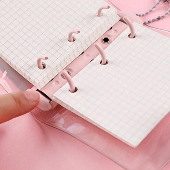 

U0g0F--LC A8 Clear Macaron Mini Binder Ring 3 Notebook Transparan Binder Mini ( Case + 3 sleeve only) tidak termasuk kertas
