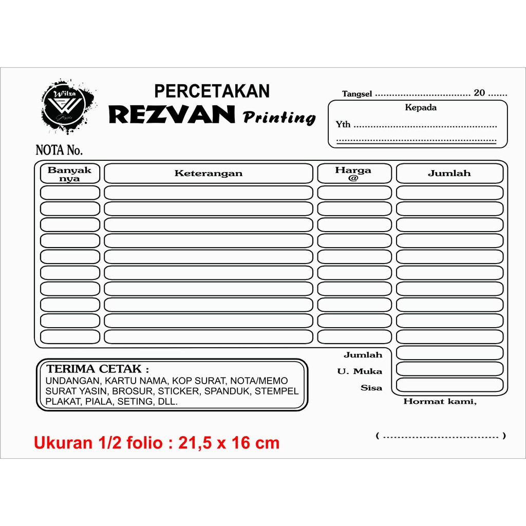 

CETAK NOTA 1 RIM HVS / 1 WARNA