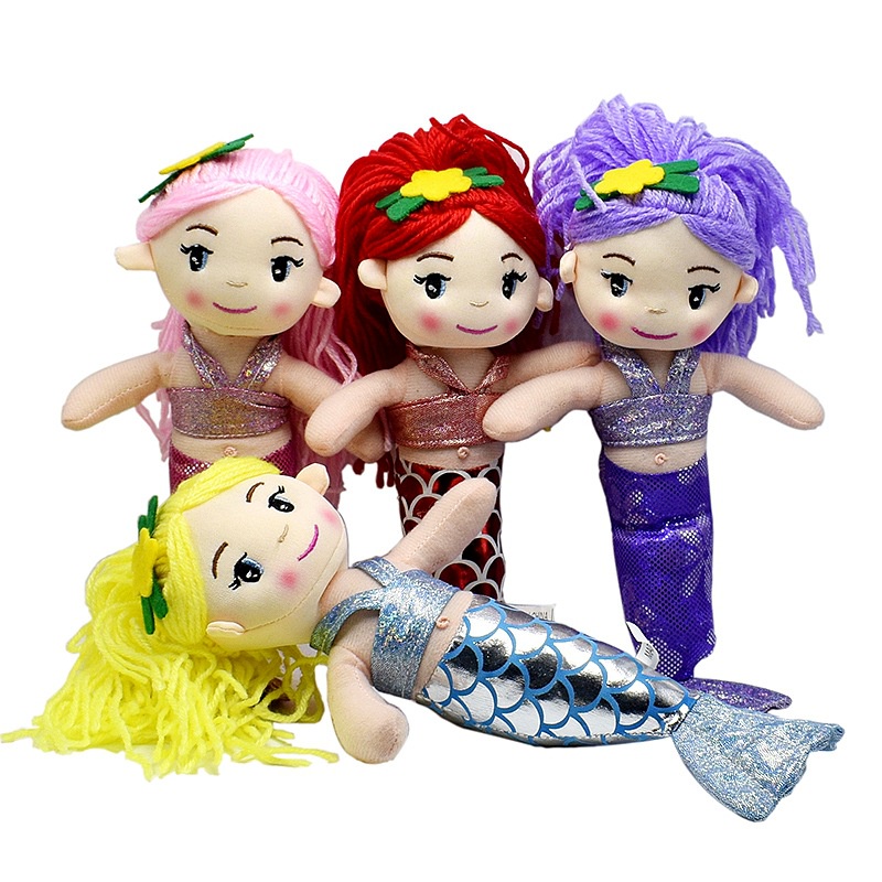 30cm Red Pink Purple Yellow Cute Mermaid Princess Plush Doll Stuffed Toy Girl Kids Birthday Gift