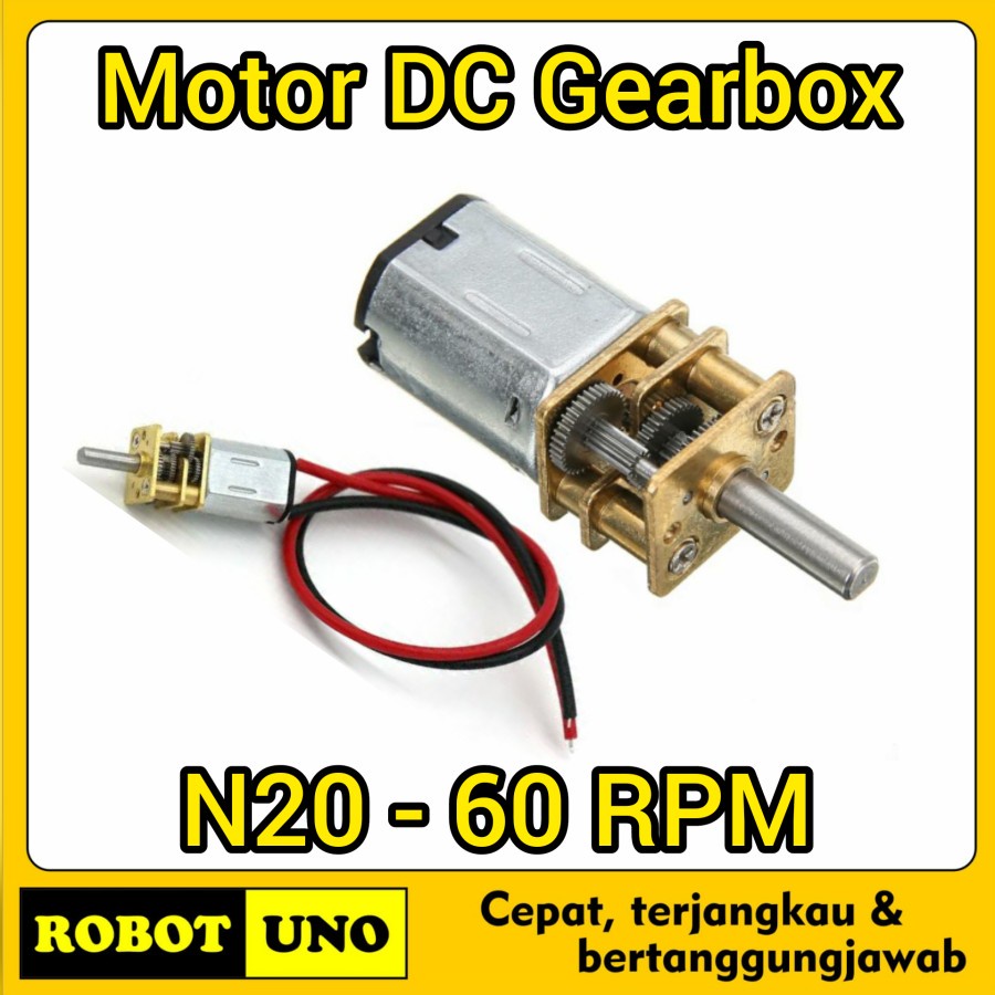 Motor DC Gearbox GA12 N20 60RPM Slow Speed Full Metal Gearbox + Kabel