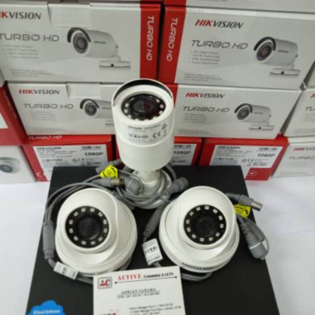 PAKET KAMERA CCTV HIKVISION 3 CAMERA 2MP 1080P FULL HD DVR 4 CHANNEL HIKVISION KOMPLIT LIHAT ANDROID